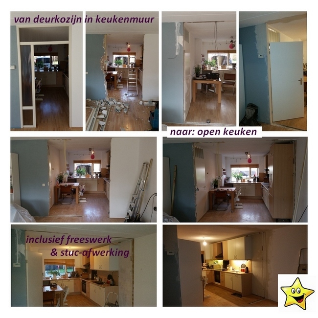 verwijderen doorgang, met kozijn, naar keuken