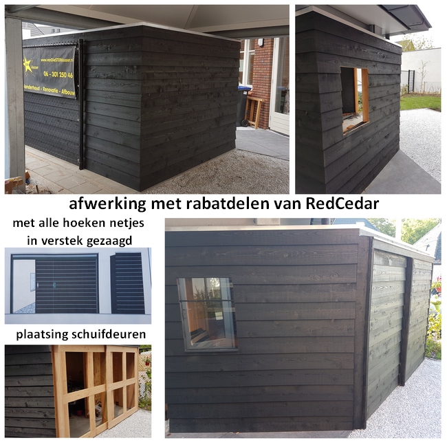 afwerking met schuifdeuren en alles bekleed RedCed